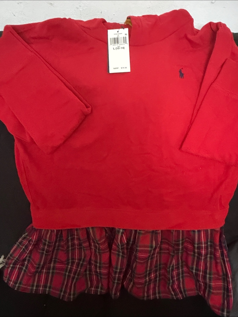 Ralph Lauren Red Girls' Long Sleeve Sweatshirt Casual-dresses.its 1 piece.